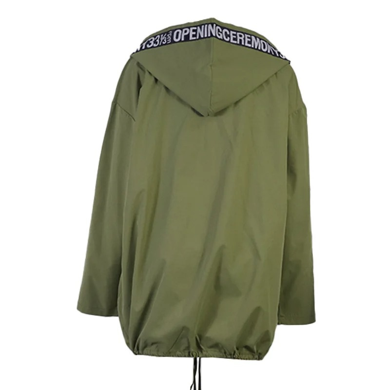 Drune | Lässiger Trenchcoat Damen mit Grafischen Details und Vordertaschen