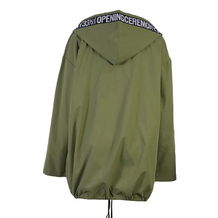 Drune | Lässiger Trenchcoat Damen mit Grafischen Details und Vordertaschen