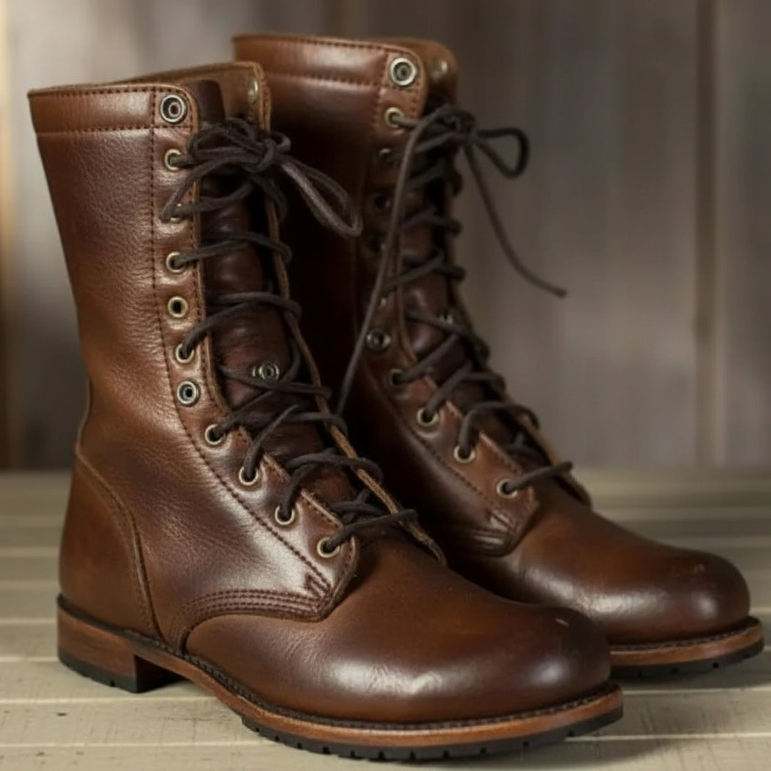 Drune | Schnürstiefel - Leder - Runde Zehe - Robuste Sohle - Mittelhoher Schaft