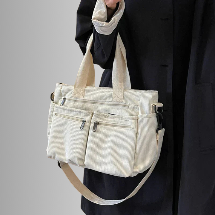 Drune | Cord Schultertasche Mit Mehreren Taschen Für Damen