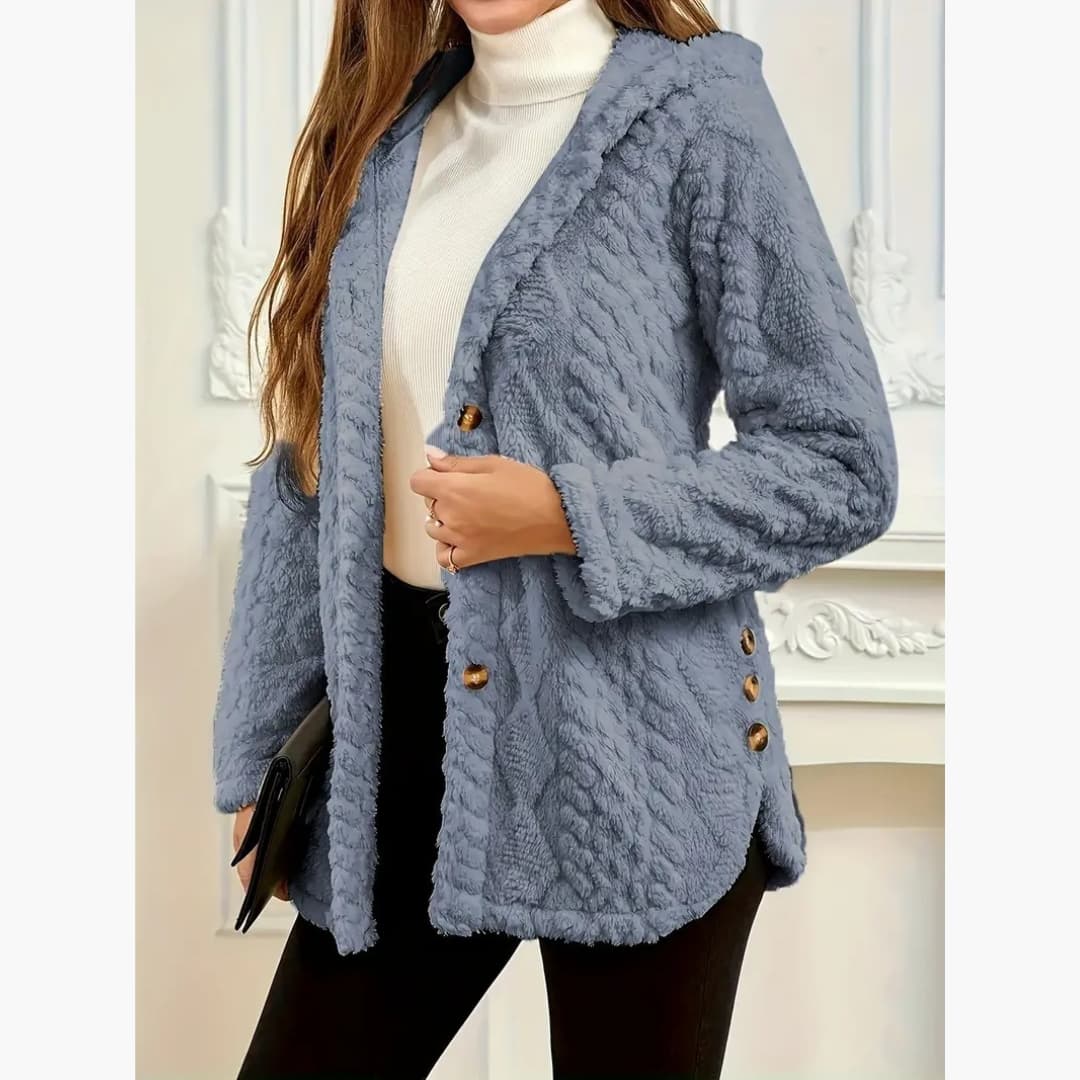Drune | Gemütlicher Hoodie mit Teddy-Pullover und Knopf vorne für Damen