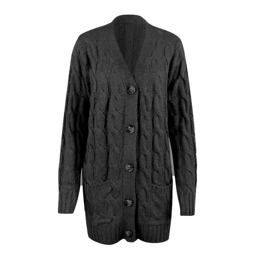Drune | Stylische Lange Strickjacke Für Damen Mit Knopfleiste