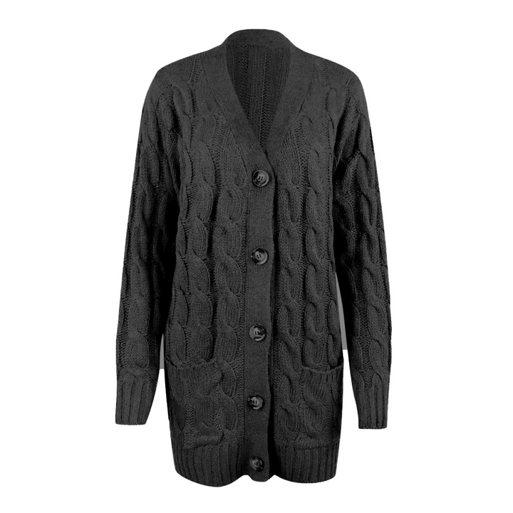 Drune | Stylische Lange Strickjacke Für Damen Mit Knopfleiste