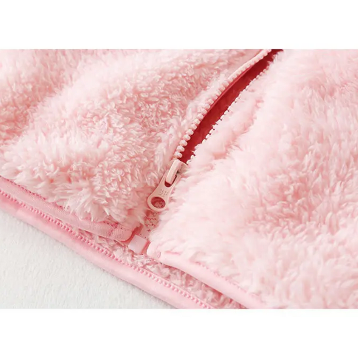 und flauschige Jacke mit Reißverschluss, Fleeceweste