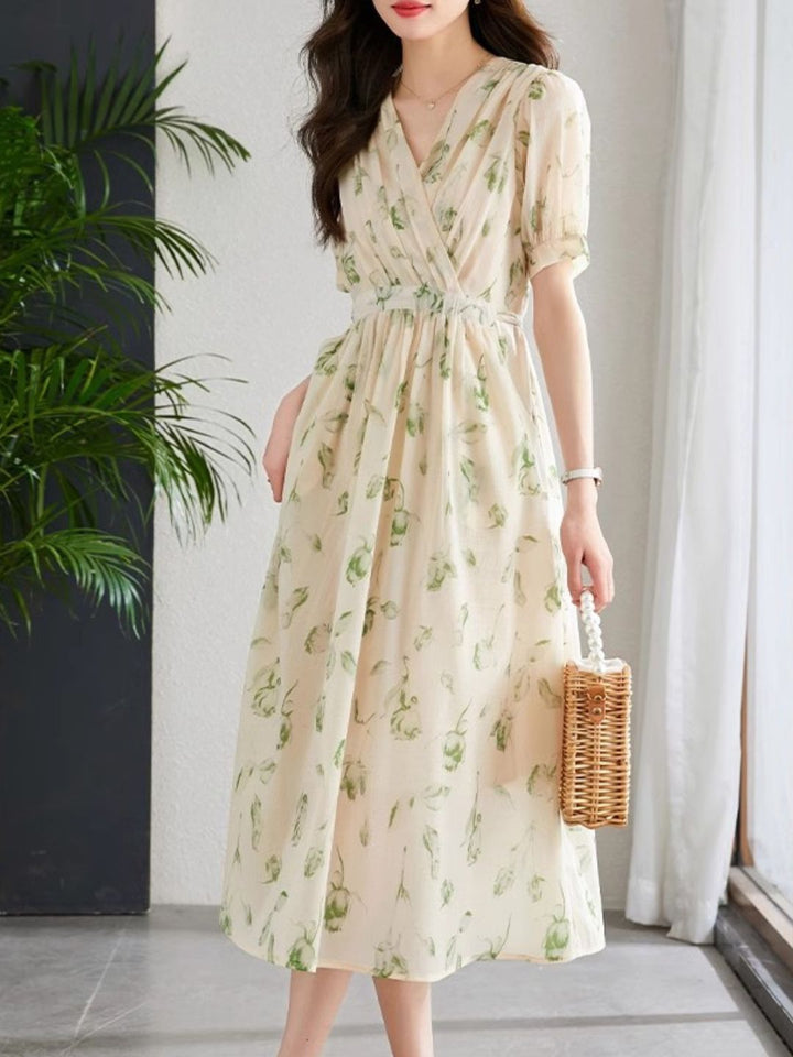 Drune | Temperament Kurzarm Chiffonkleid