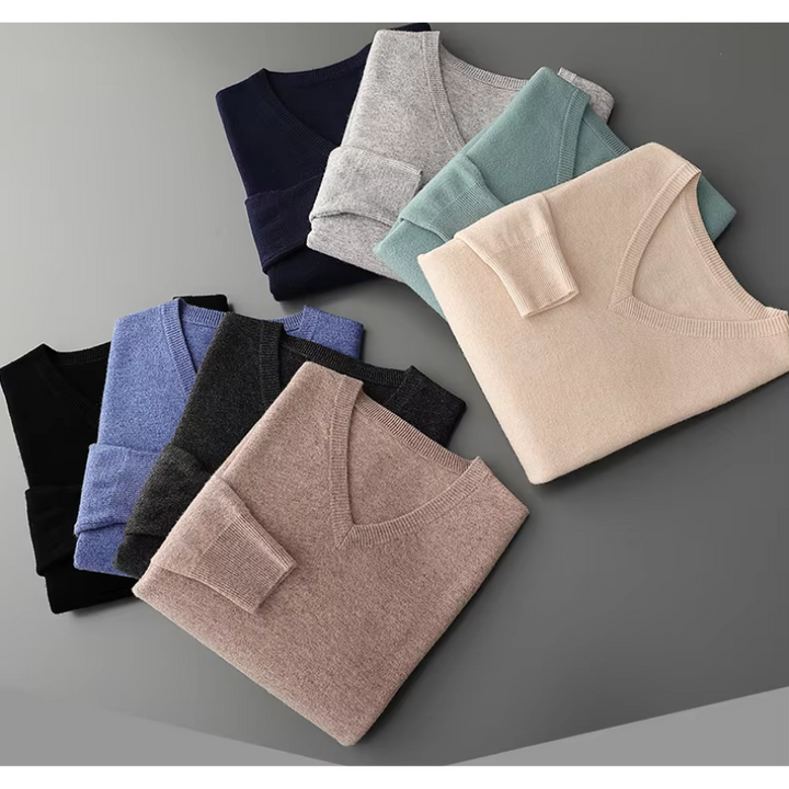 Drune Herren Pullover V-Ausschnitt langarm Strick