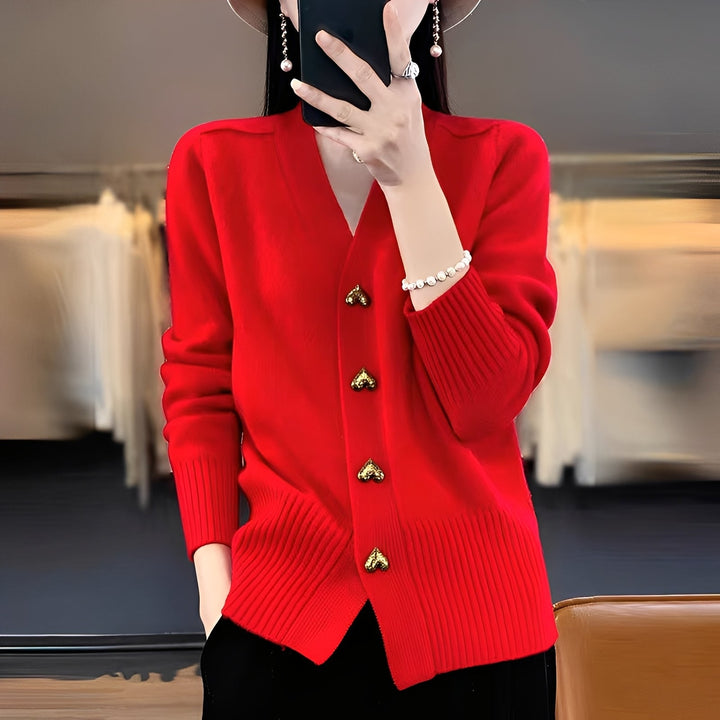 Drune | Strickjacke mit Herzknöpfen für Frauen