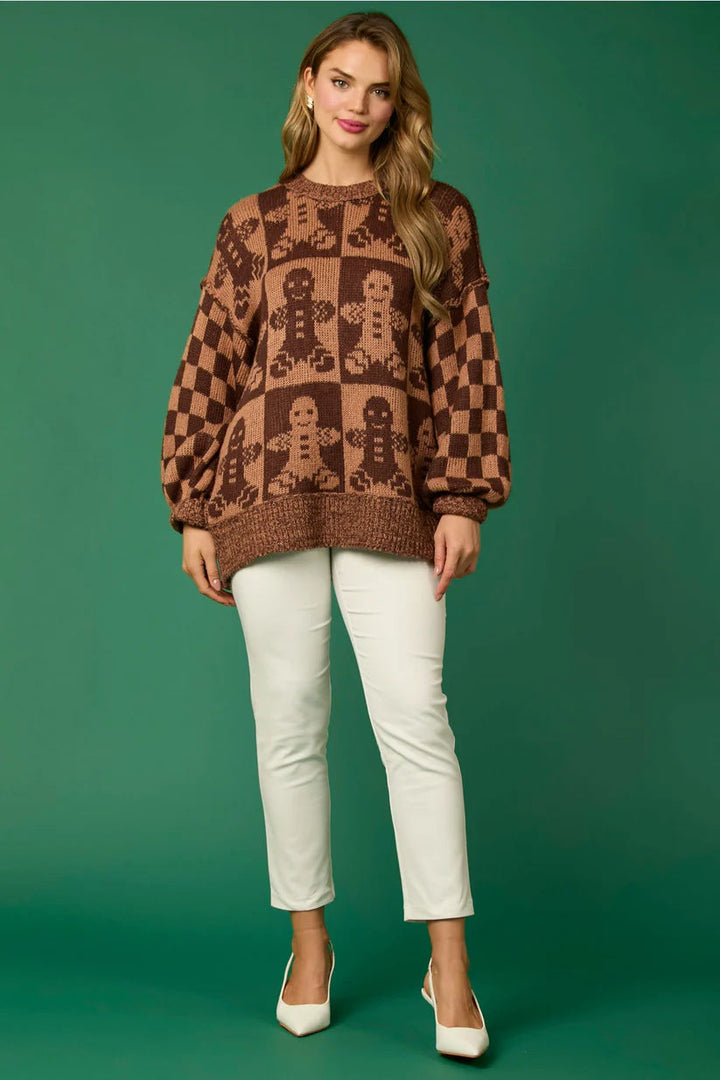 Drune | Zuckerstangen-Weihnachtsnadeln & Lebkuchenmann Strickpullover