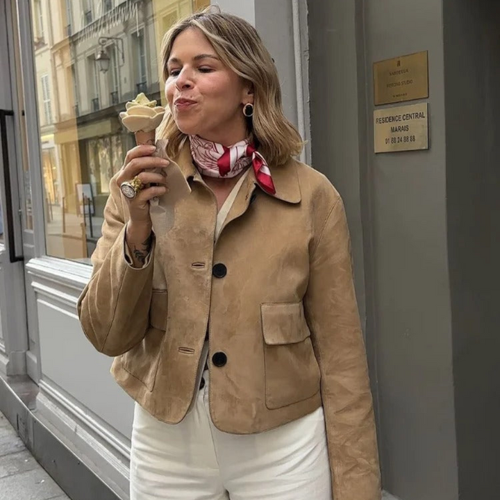 Drune | Beige Lederjacke