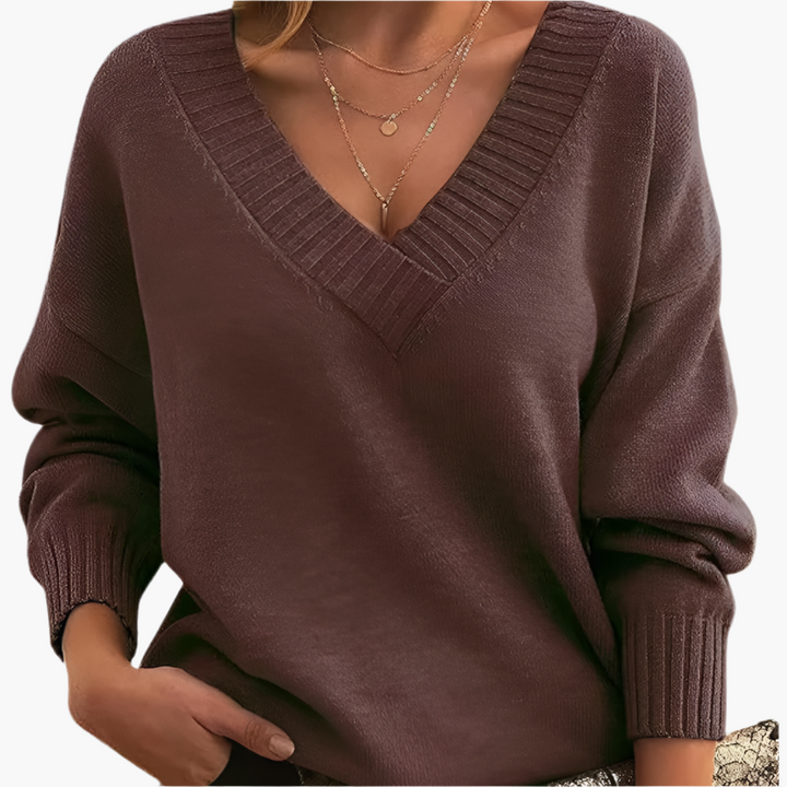 Drune | V-Ausschnitt Pullover - Eleganter Strickpullover im Oversize-Stil für Alltag & Büro