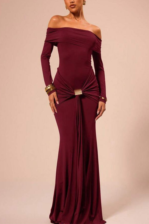 Drune | Rosiedress Off Shoulder Knoten Front Bodycon Maxi Party Kleid