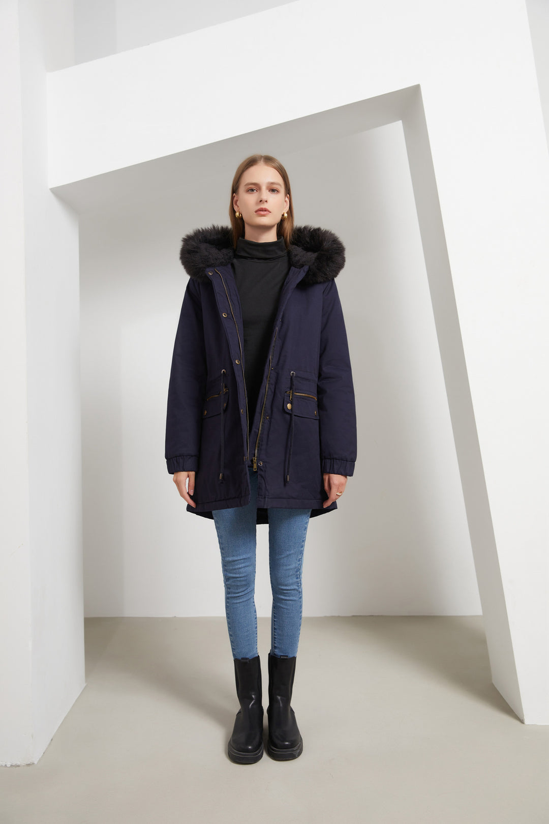 Drune | Damen Wintermantel mit Fleece-Futter und Kapuze