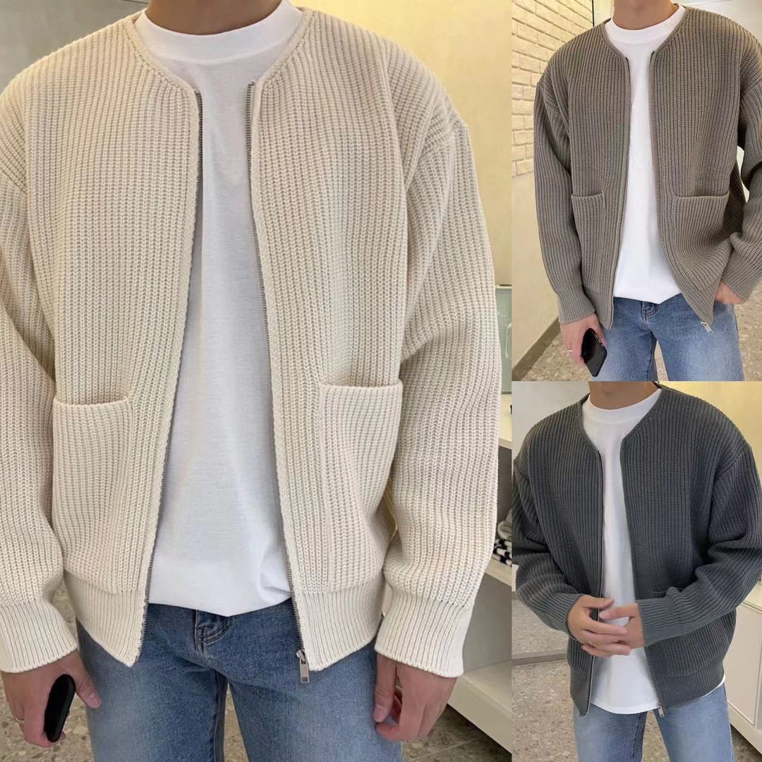 Drune | Stehkragen Strickjacke für Herren | Warmer und stilvoller Pullover