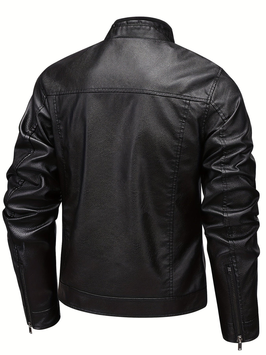 Drune | Lederjacke mit Stehkragen und Reißverschlussärmeln