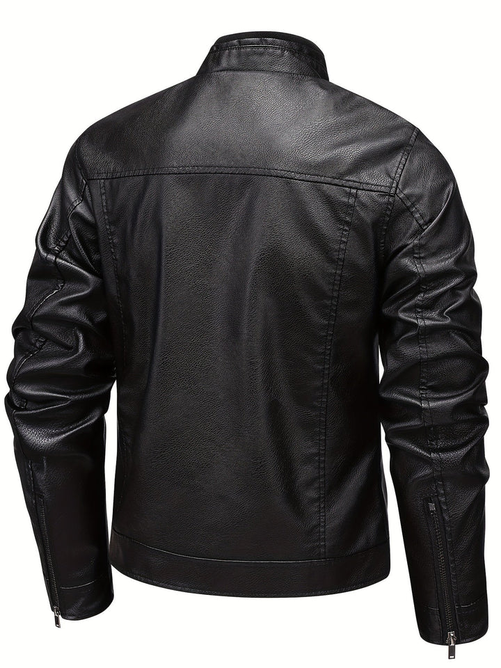 Drune | Lederjacke mit Stehkragen und Reißverschlussärmeln