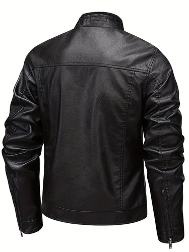 Drune | Lederjacke mit Stehkragen und Reißverschlussärmeln