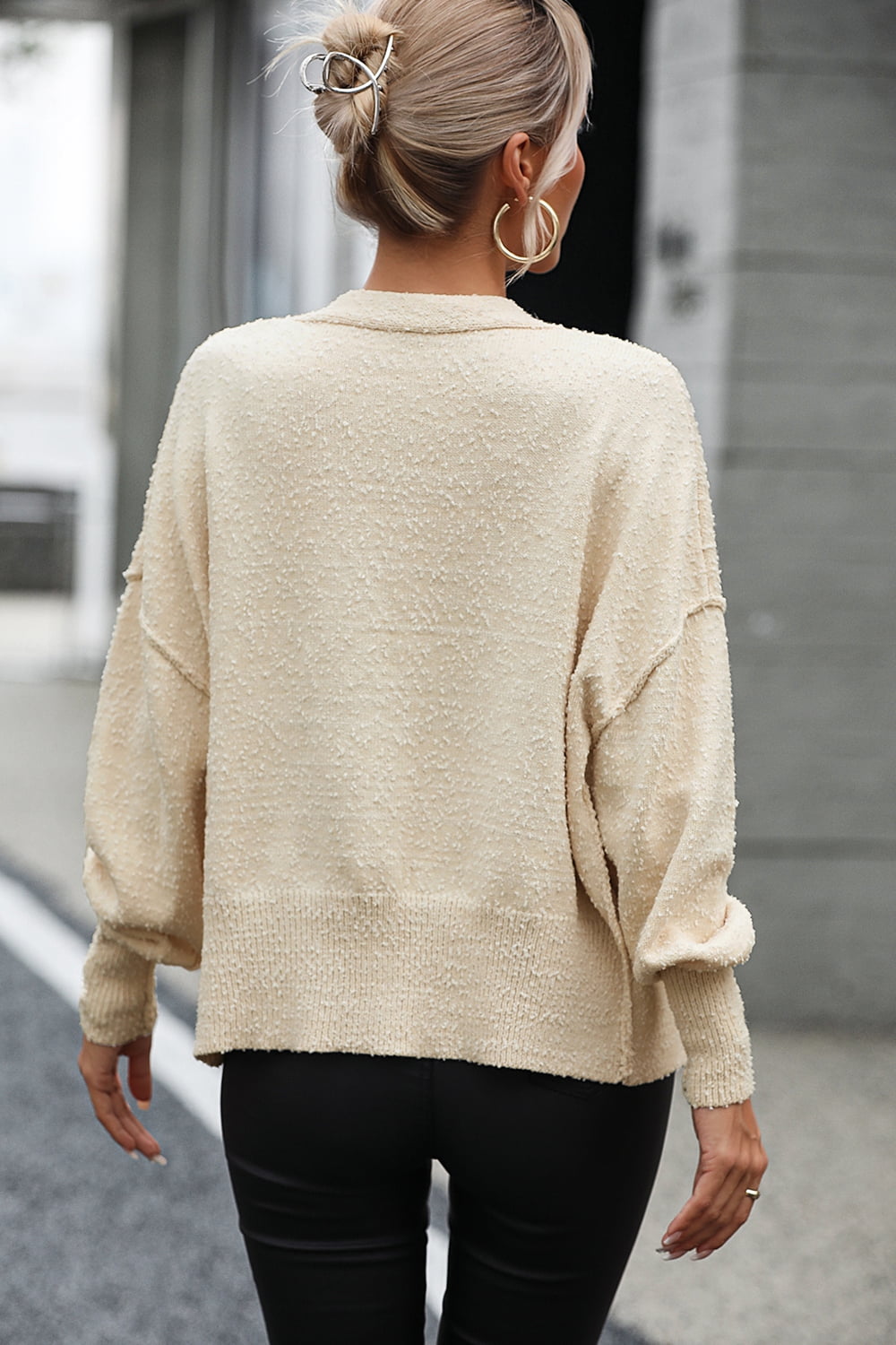 Drune | Knopfleiste Cardigan mit fallen Schultern