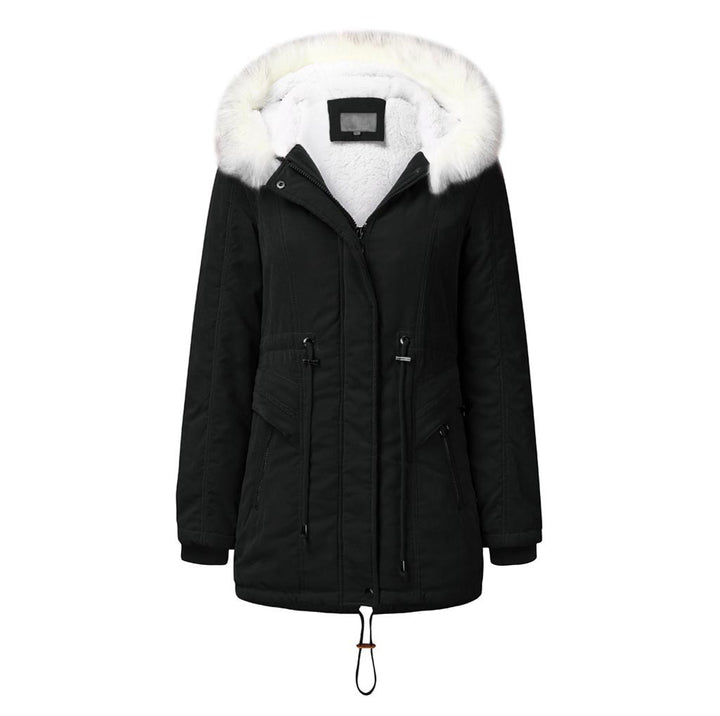 Damen modischer Winterparka mit abnehmbarem Kunstfellkragen und verstellbarem Taillenzug Drune