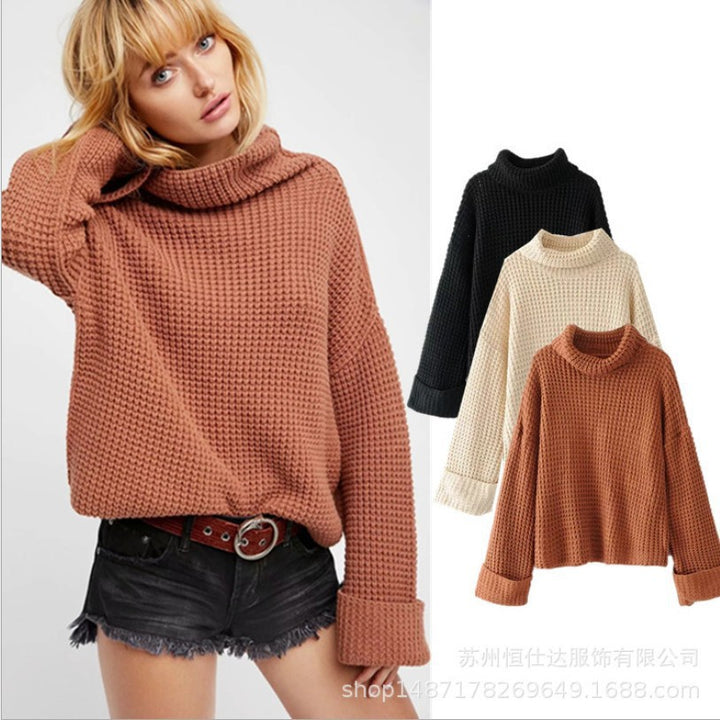 Damen Grobstrickpullover mit modernem Waffelmuster und oversized Schnitt Drune