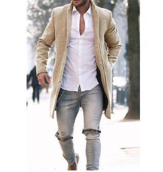 Herren eleganter Langmantel im minimalistischen Design mit praktischen Taschen Drune