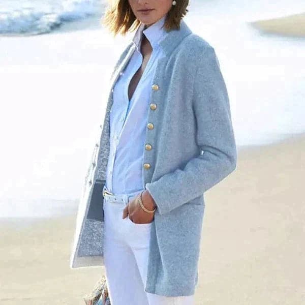 Drune | Langer Strickjacke Taillierte Passform Knopfverschluss Weicher Strickstoff