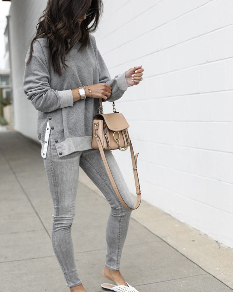 Damen Sportlicher Oversized Pullover Drune
