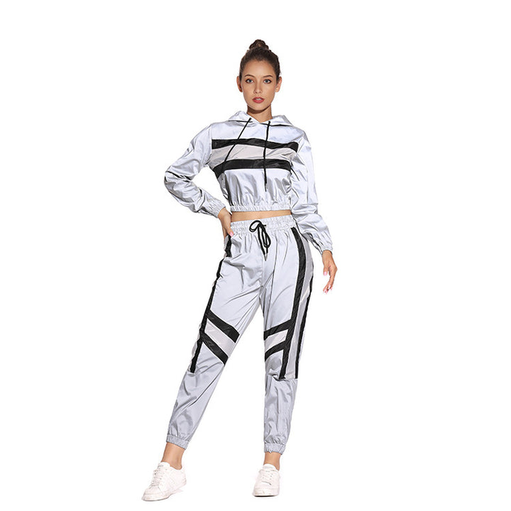 Damen Cropped Hoodie mit sportlichem Streifen-Design Drune