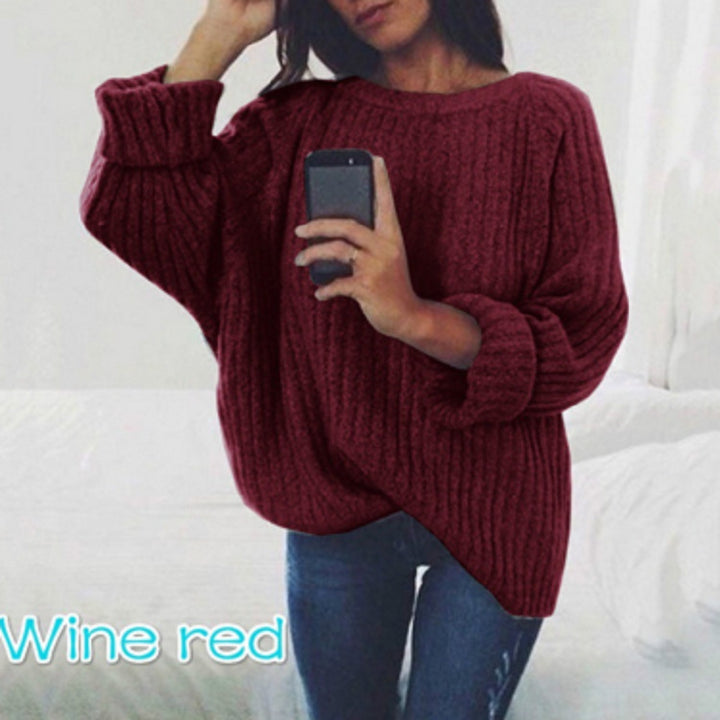 Damen Grobstrickpullover mit lässiger Passform und breiten Ärmeln Drune