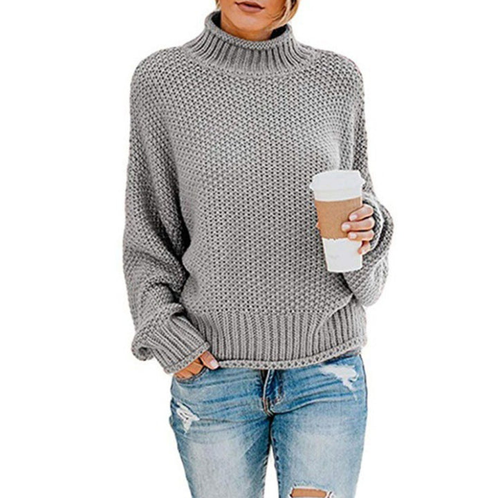 Damen Grobstrickpullover mit hohem Kragen und weitem Schnitt Drune