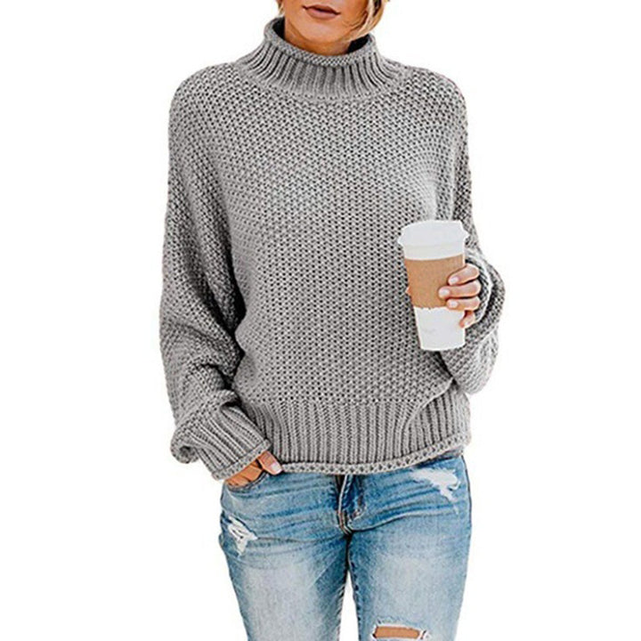 Damen Grobstrickpullover mit hohem Kragen und weitem Schnitt Drune