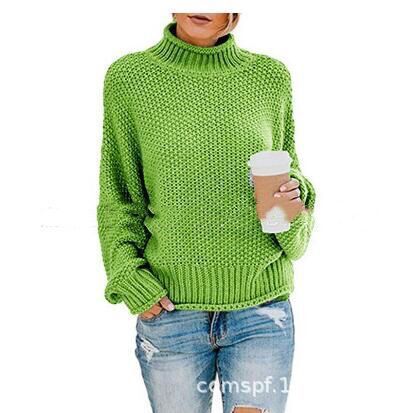 Damen Grobstrickpullover mit hohem Kragen und weiten Ärmeln Drune