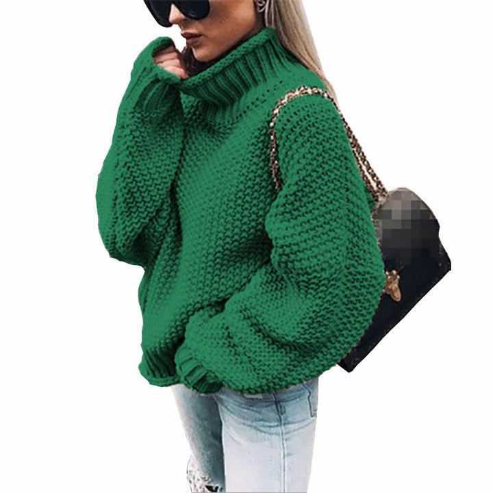 Damen Grobstrickpullover mit hohem Kragen und weitem Schnitt Drune