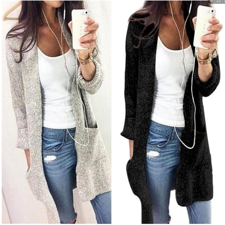 Damen Grobstrick-Cardigan mit großzügigen Taschen und lässigem Design Drune