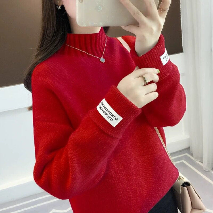 Damen modischer Pullover mit hohem Kragen und strukturiertem Design Drune