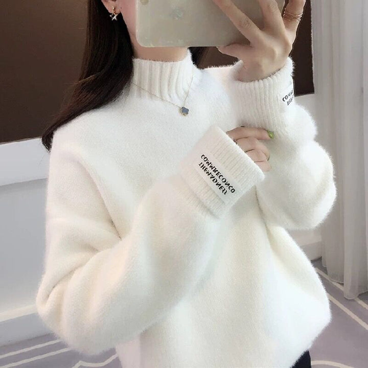 Damen modischer Pullover mit hohem Kragen und strukturiertem Design Drune