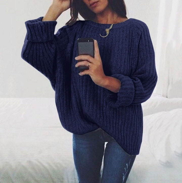 Damen Oversized Strickpullover mit geripptem Design und weiten Ärmeln Drune