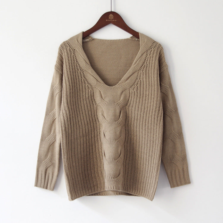 Damen Grobstrick Pullover mit schulterfreier Optik und Zopfdesign Drune