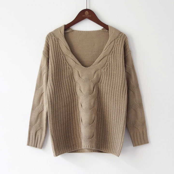 Damen Grobstrick Pullover mit schulterfreier Optik und Zopfdesign Drune