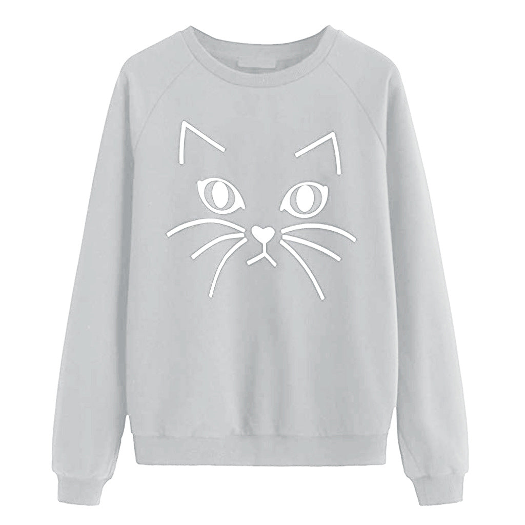Damen Sweatshirt mit Katzenmotiv Drune
