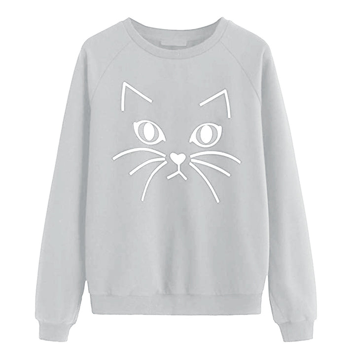 Damen Sweatshirt mit Katzenmotiv Drune