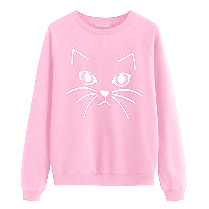 Damen Sweatshirt mit Katzenmotiv Drune