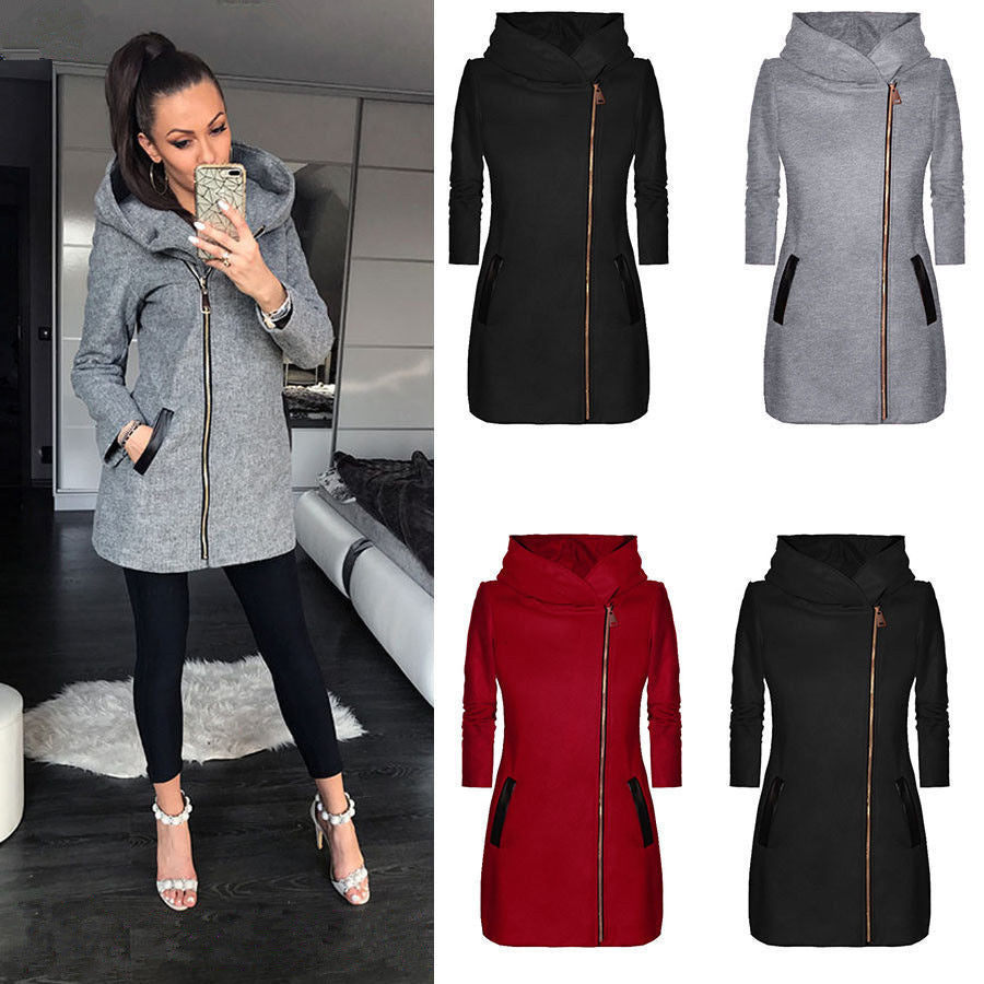 Damen urbaner Mantel mit modernem Wasserfallkragen Drune