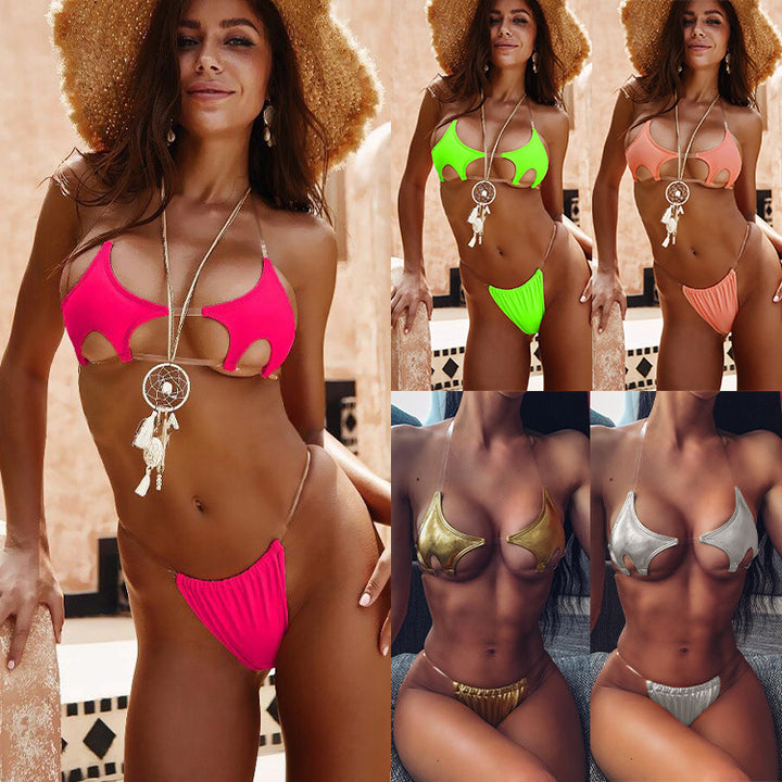 Damen Cut-Out Bikini mit transparenten Trägern Drune