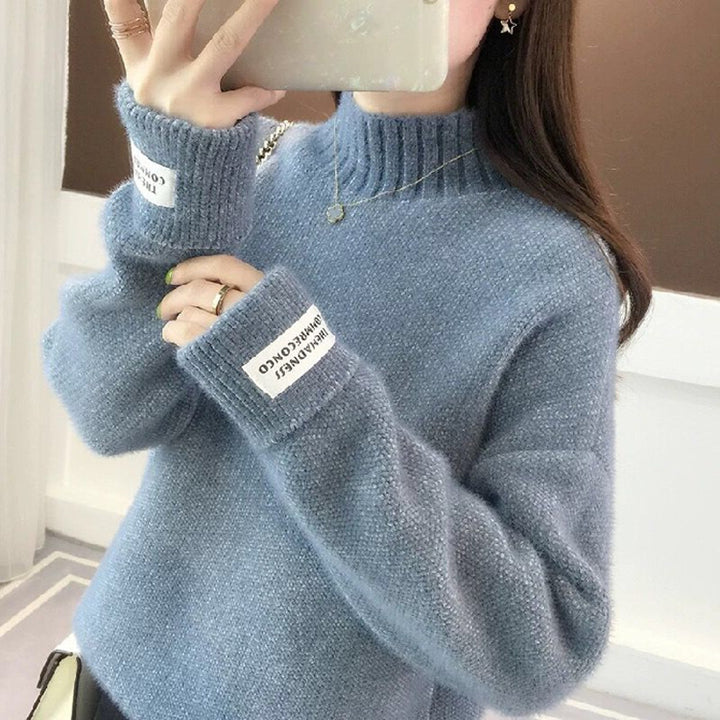 Damen modischer Pullover mit hohem Kragen und strukturiertem Design Drune
