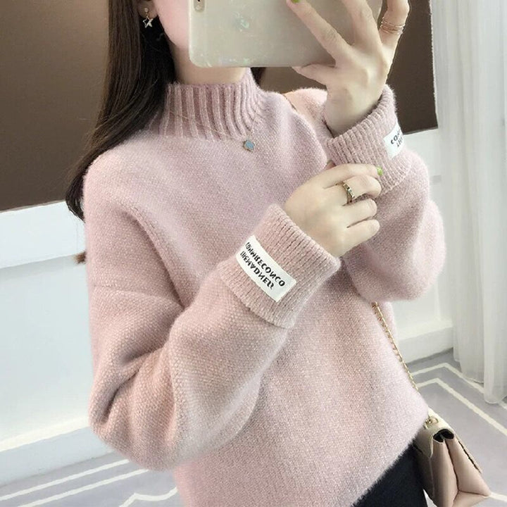 Damen modischer Pullover mit hohem Kragen und strukturiertem Design Drune