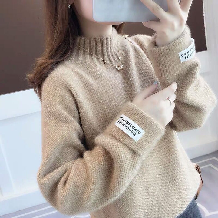 Damen modischer Pullover mit hohem Kragen und strukturiertem Design Drune