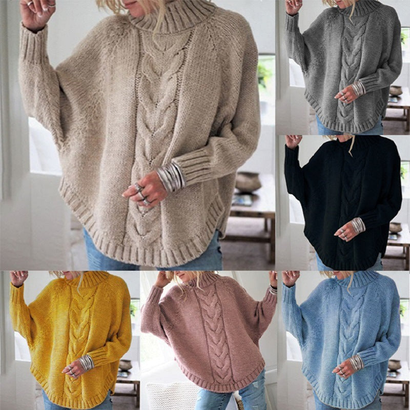 Damen Grobstrickpullover mit Kollektionsdesign und hohen Kragen Drune