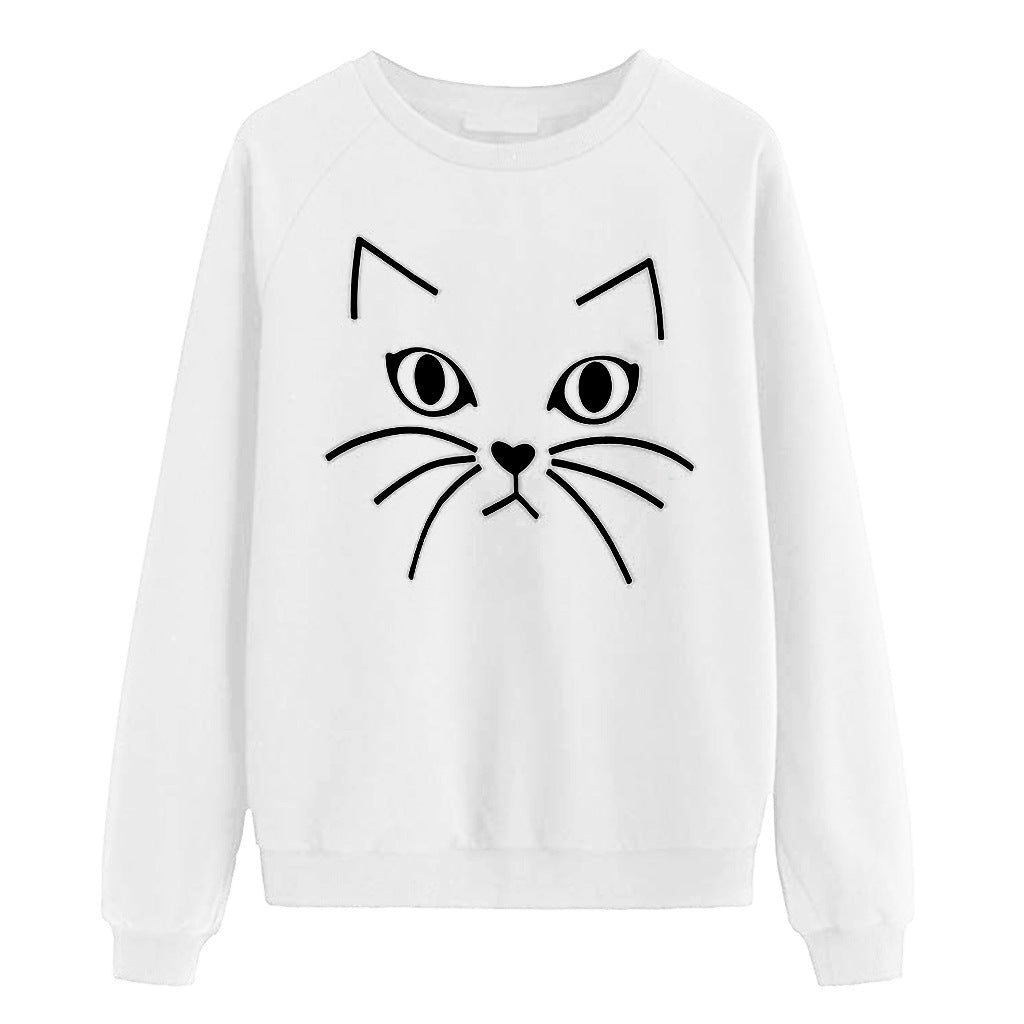 Damen Sweatshirt mit Katzenmotiv Drune