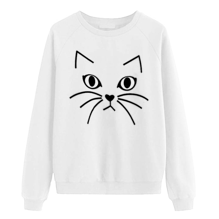 Damen Sweatshirt mit Katzenmotiv Drune