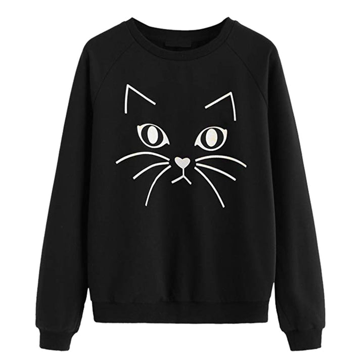 Damen Sweatshirt mit Katzenmotiv Drune